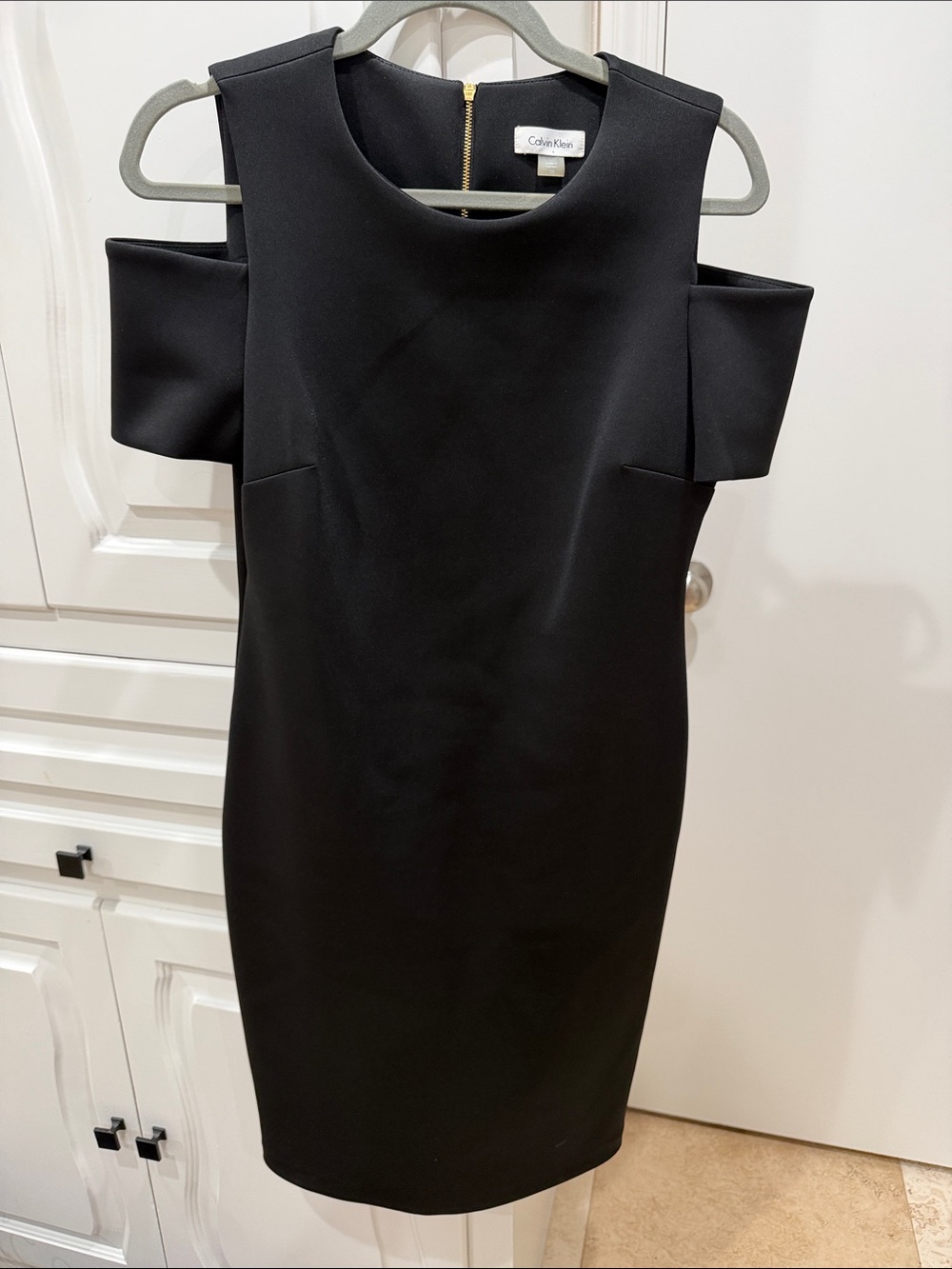 Calvin Klein Black Cold-Shoulder Mini Sheath Dress